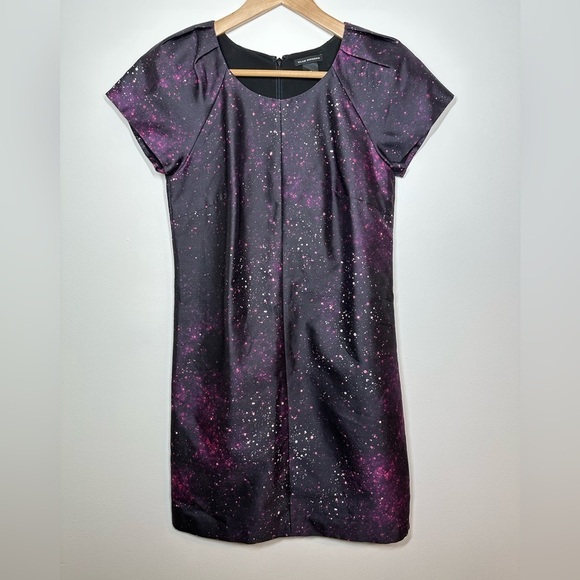 CLUB Monaco Black Ophelia Galaxy Print Silk Dress Size 00 - Picture 2 of 8